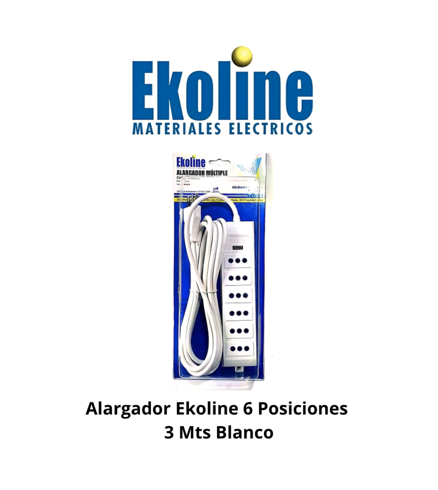 Alargador Ekoline 6 Posiciones 3 Mts Blanco