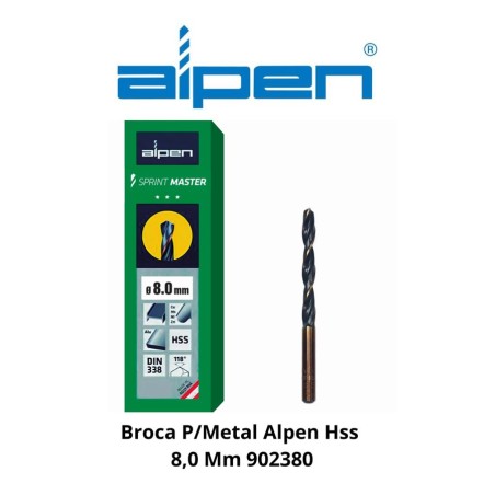 BROCA P/METAL ALPEN/ECEF HSS 8,0 MM 902380/460800