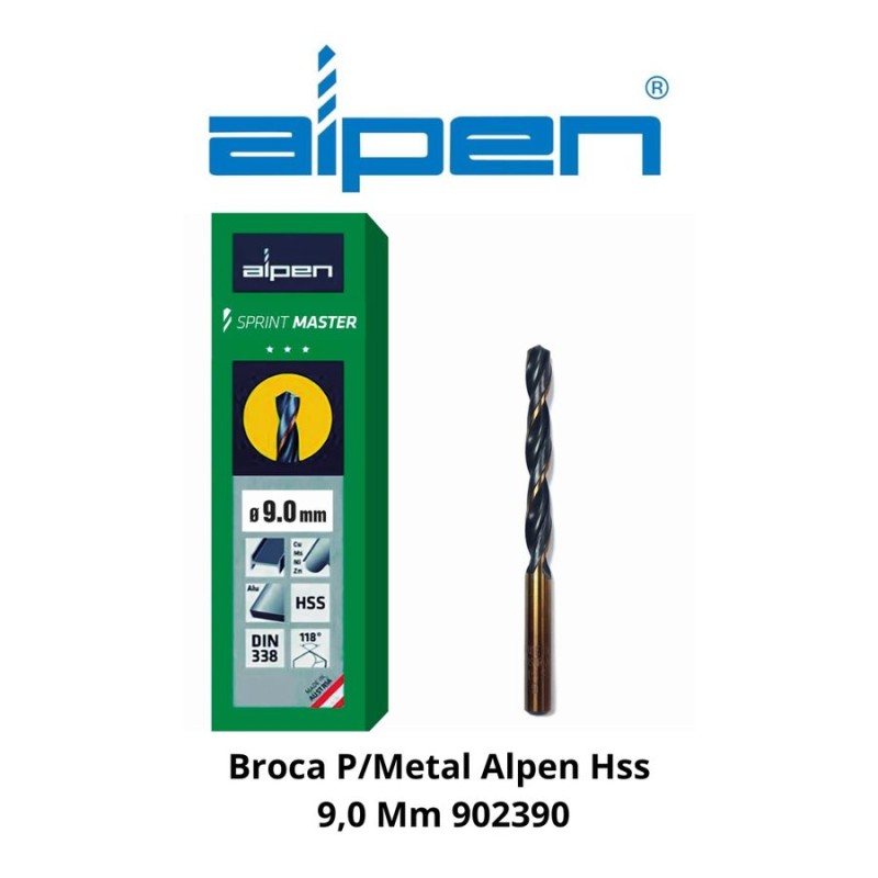 BROCA P/METAL ALPEN/ECEF HSS 9,0 MM 902390/460900
