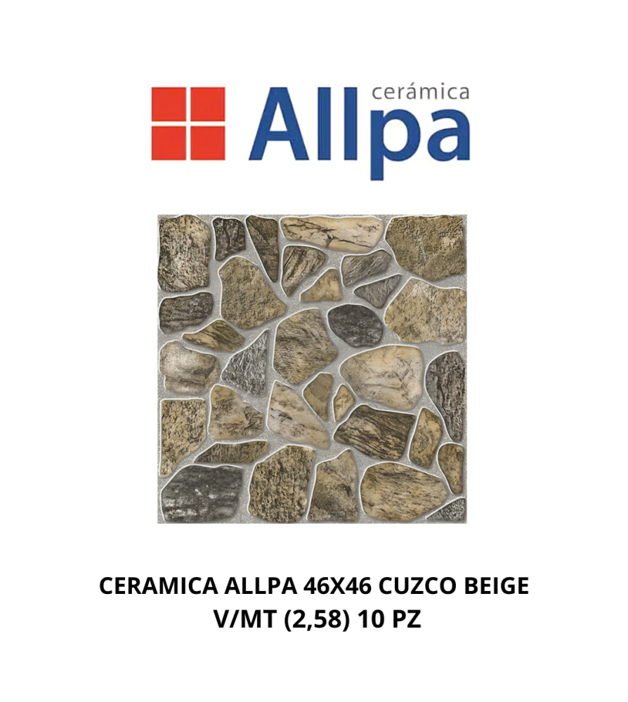 Ceramica Allpa 46x46 Cuzco Beige V/mt (2,58) 10 Pz