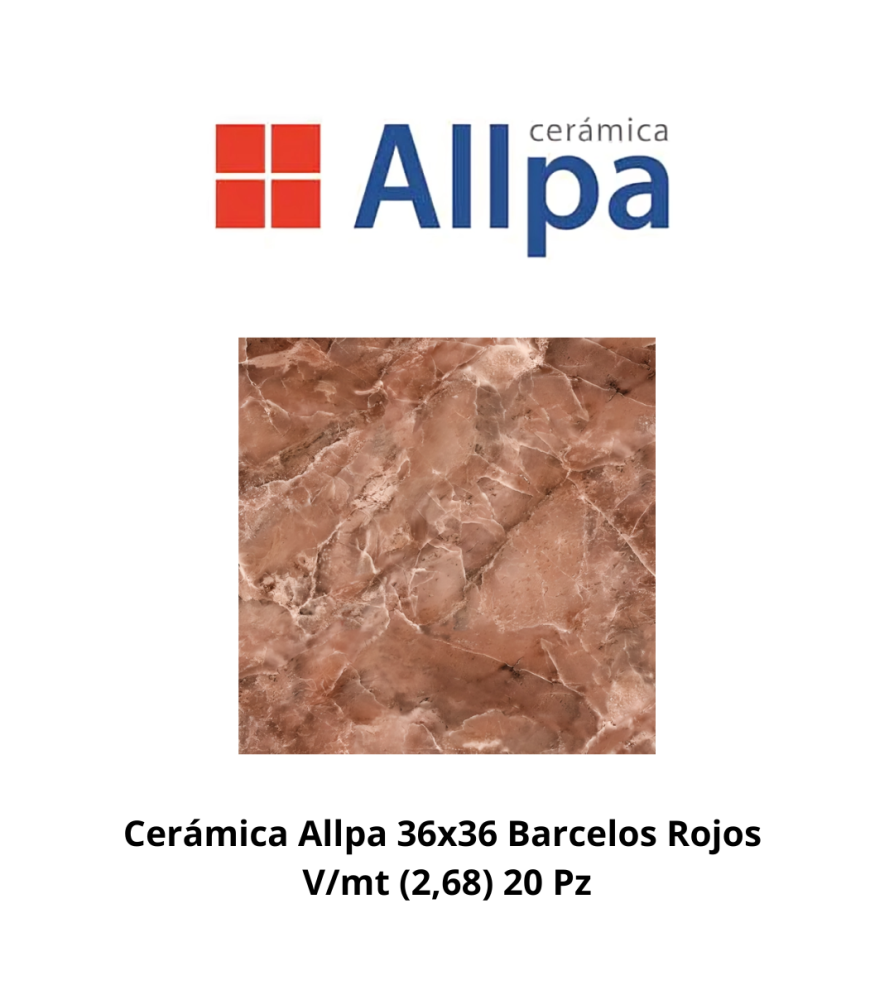 Ceramica Allpa 36x36 Barcelos Rojos V/mt (2,68) 20
