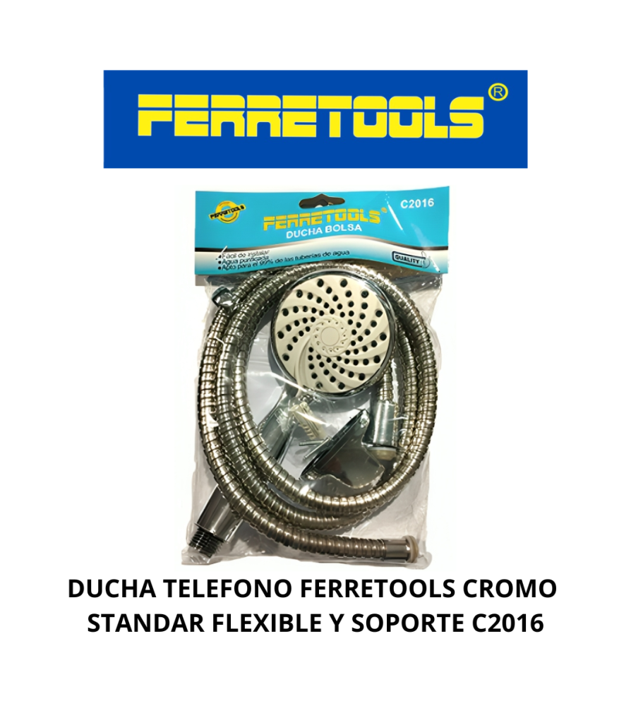 Ducha Telefono Ferretools Cromo Standar Flexible C
