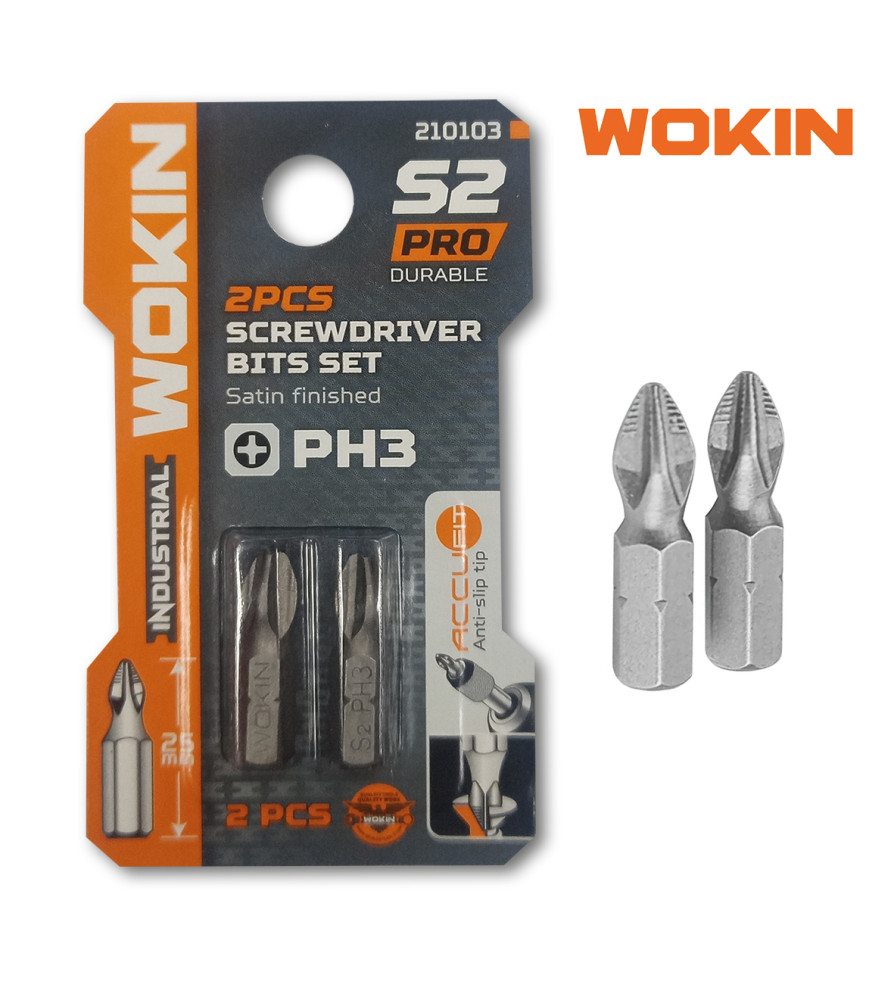 Punta Atornillador Wokin Phillips 25mm Ph3 2 Pcs