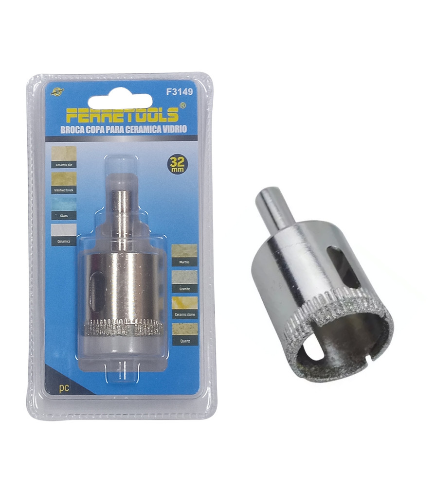 Broca Copa Ferretools Vidrio Ceramica 32 Mm F3149
