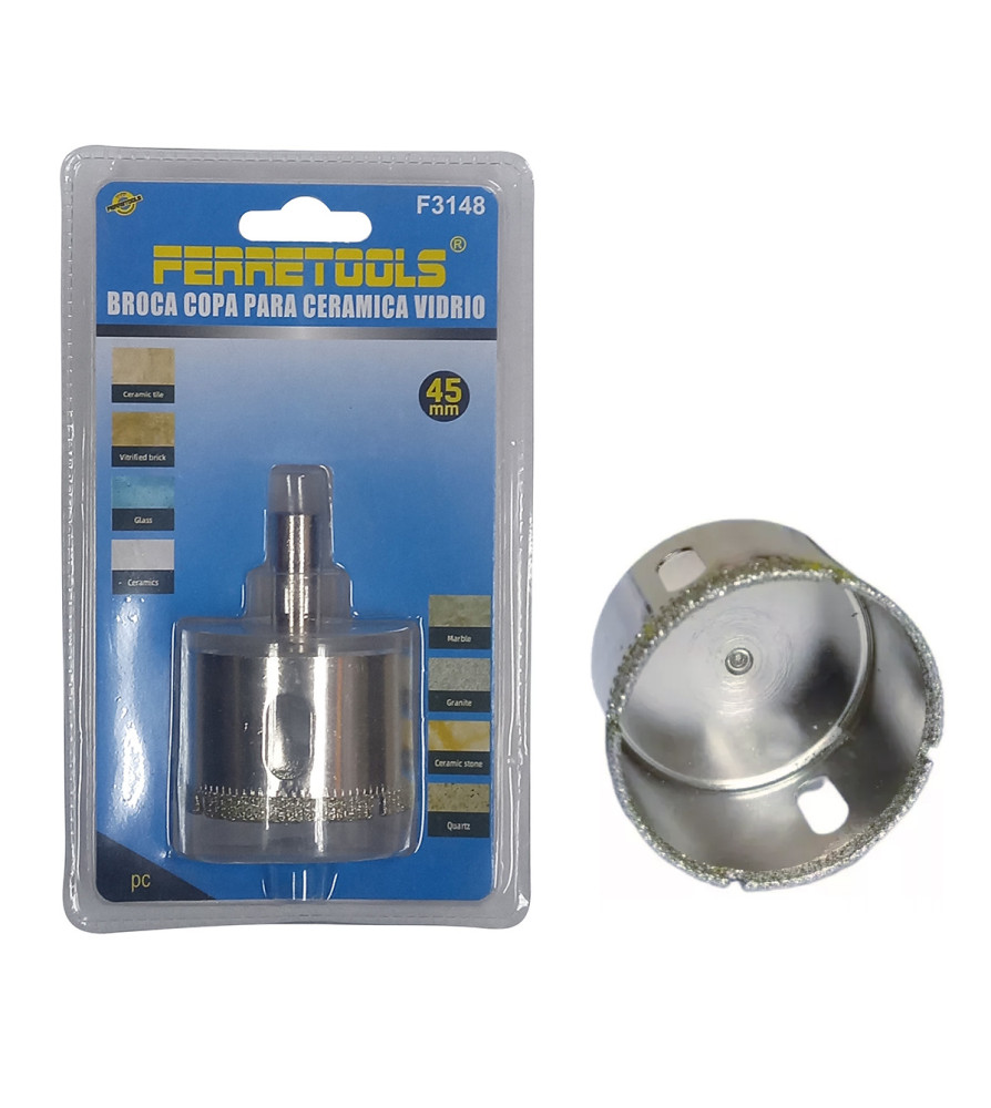Broca Copa Ferretools Vidrio Ceramica 45 Mm F3148