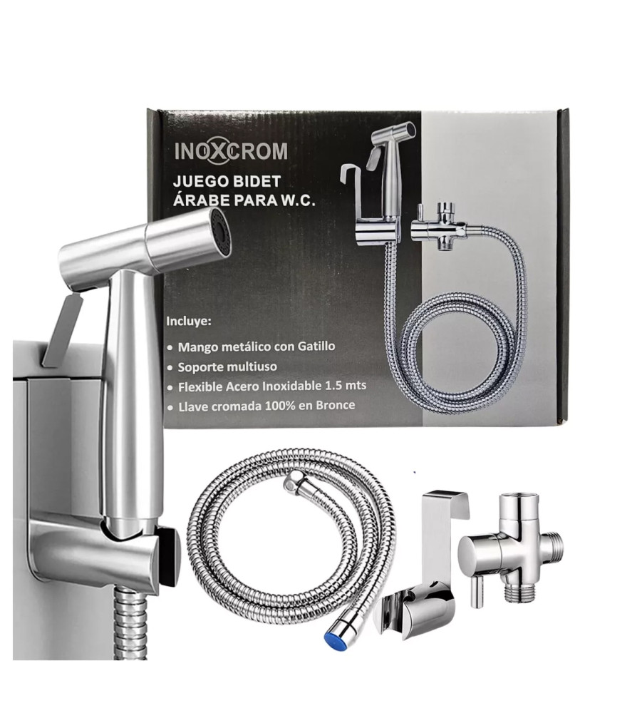 JUEGO BIDET ARABE PARA WC INOXCROM LLAVE JBAIWC