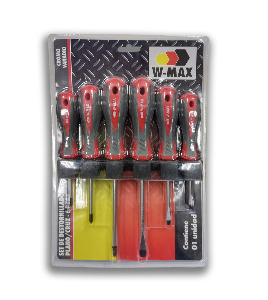 Destornillador W-max Juego Plano Cruz 6 Pzas