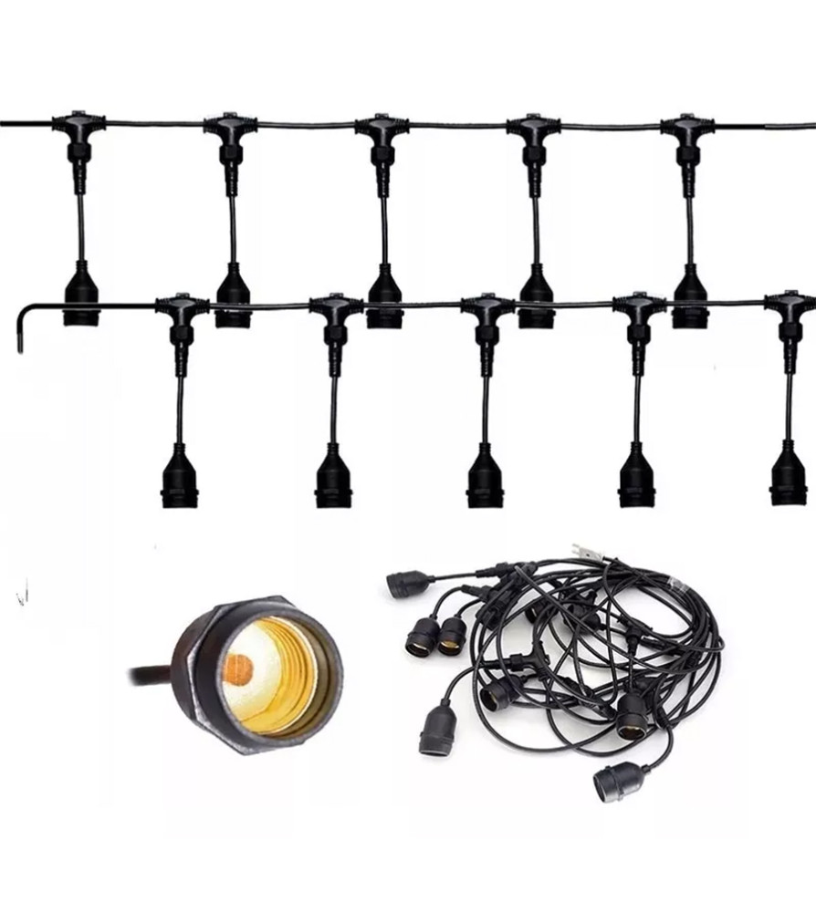 Guirnalda Vellmax 5 X E27 10 Mt Negro Con Macho V-