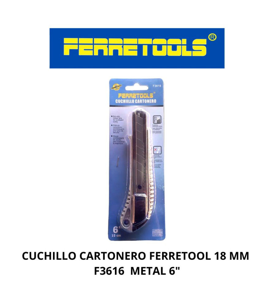 Cuchillo Cartonero Ferretool 18 Mm F3616 Metal 6"