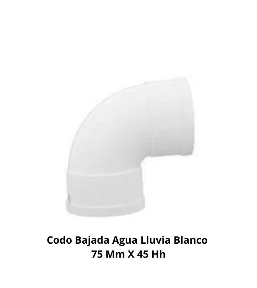Codo Bajada Agua Lluvia Blanco 75 Mm X 45 Hh