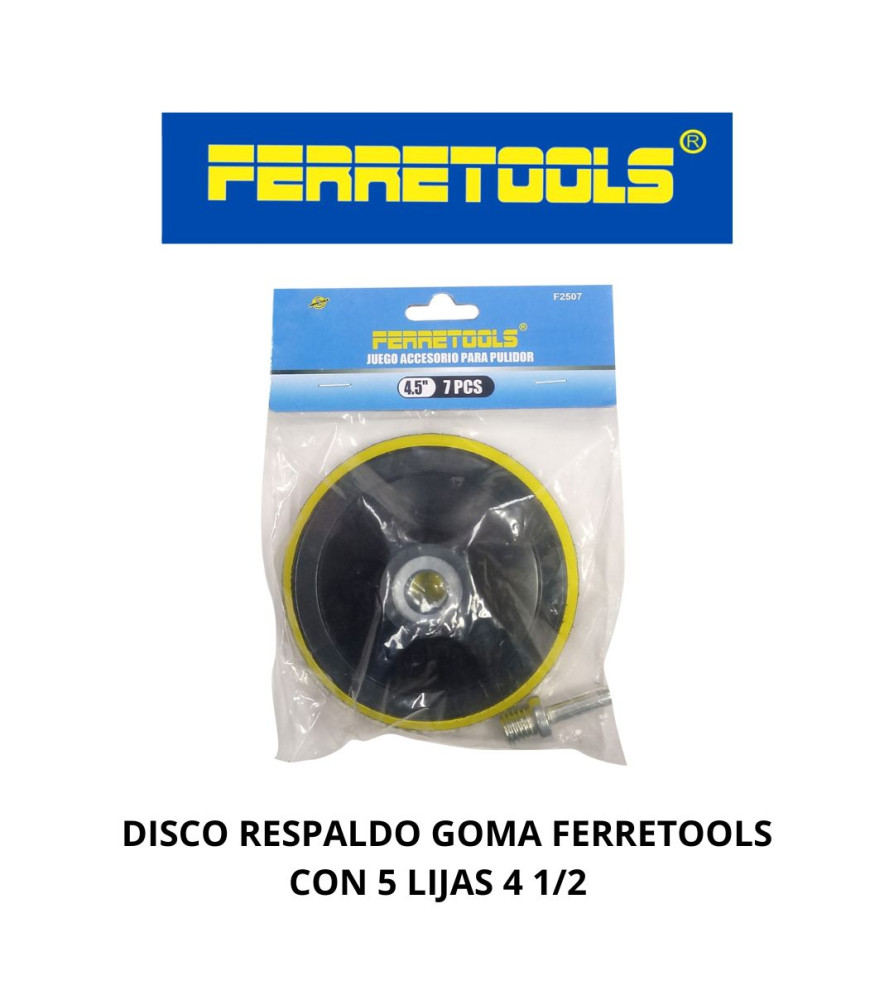 Disco Respaldo Goma Ferretools Con 5 Lijas 4 1/2