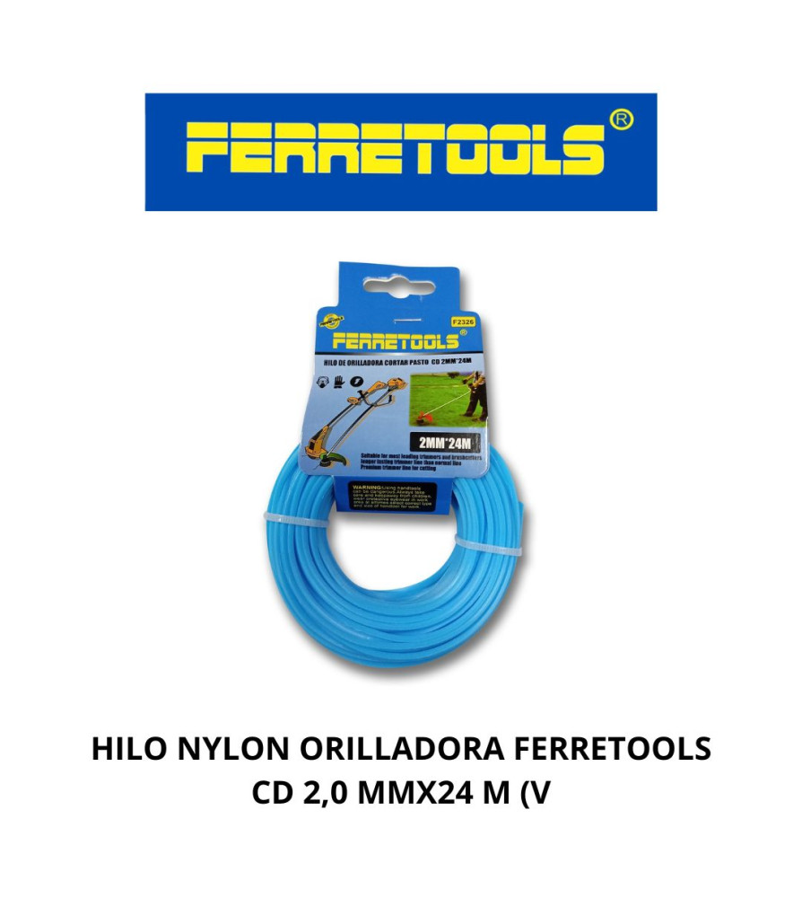 Hilo Nylon Orilladora Ferretools Cd 2,0 Mmx24 M (v