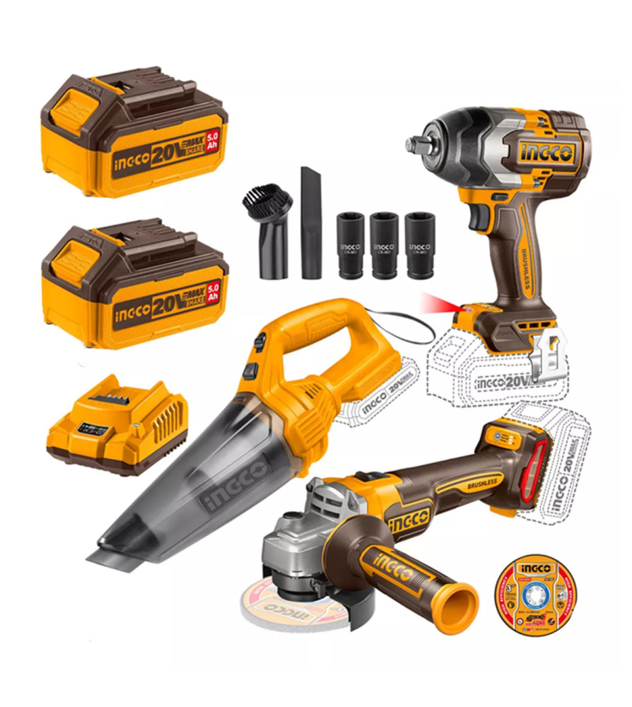 Llave Impacto+esmeril+aspiradora Ingco 2 B+1 C