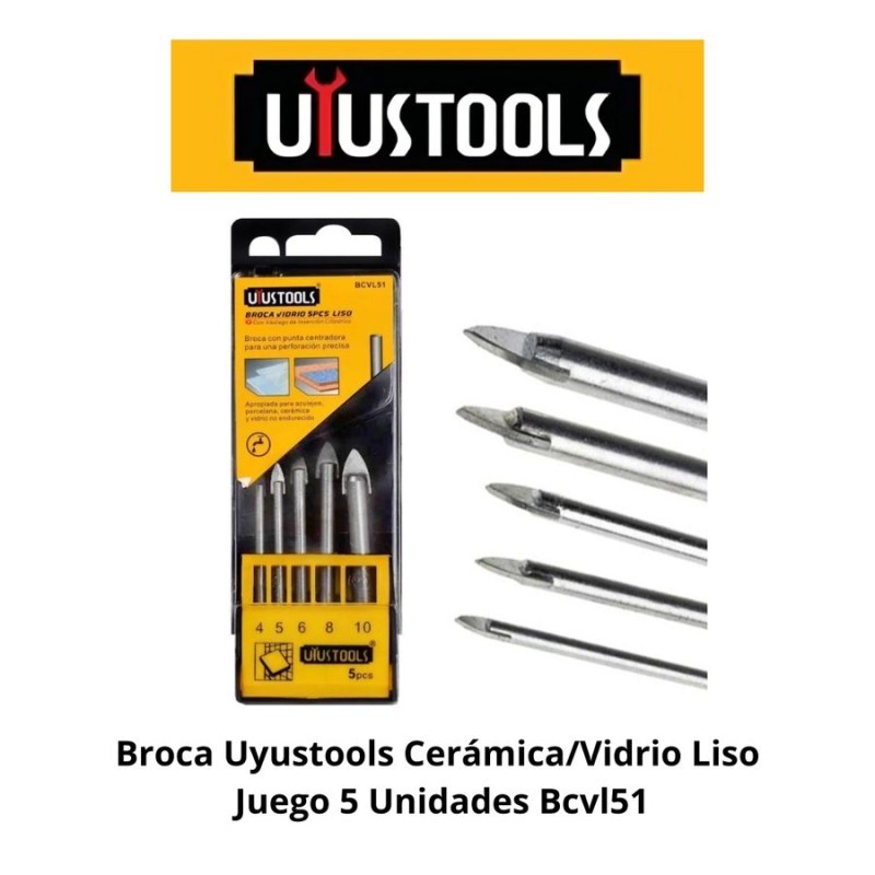 BROCA UYUSTOOLS CERAMICA/VIDRIO LISO JUEGO 5 UNIDA