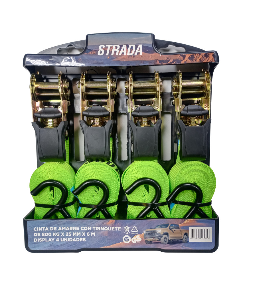 Cinta Amarre (4) Con Trinquete 800 Kg X6 Mtx 25m