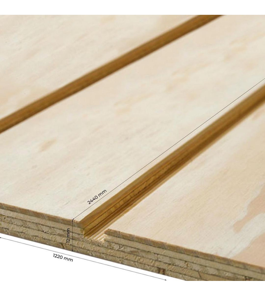 Terciado Ranurado Pino Clasi 1,22 X 2,44 -12,0 Mm