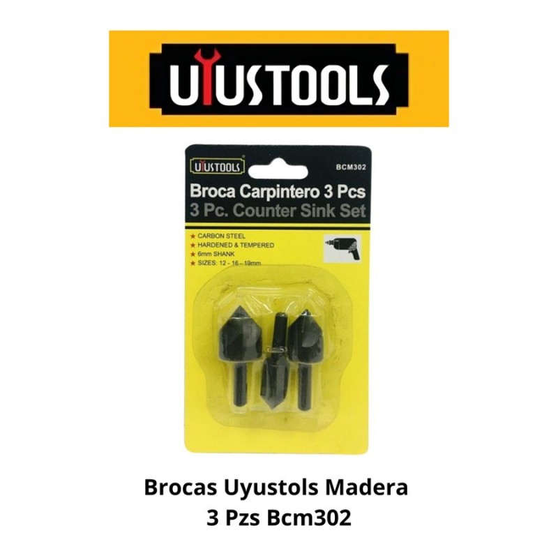 BROCAS UYUSTOOLS 3 PZS MADERA BCM302