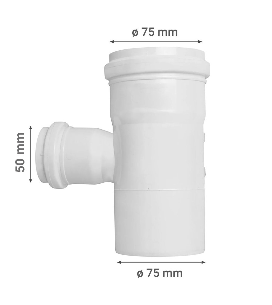 Tee Pvc Reduccion Sanitario Blanca C/goma 75x 50