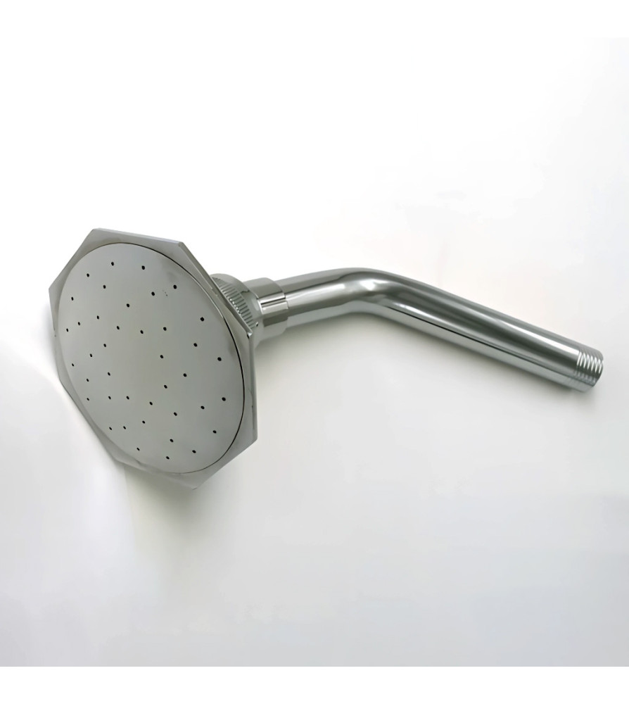 Ducha Chaya Metalica Hexagonal Cromada C/ Braso