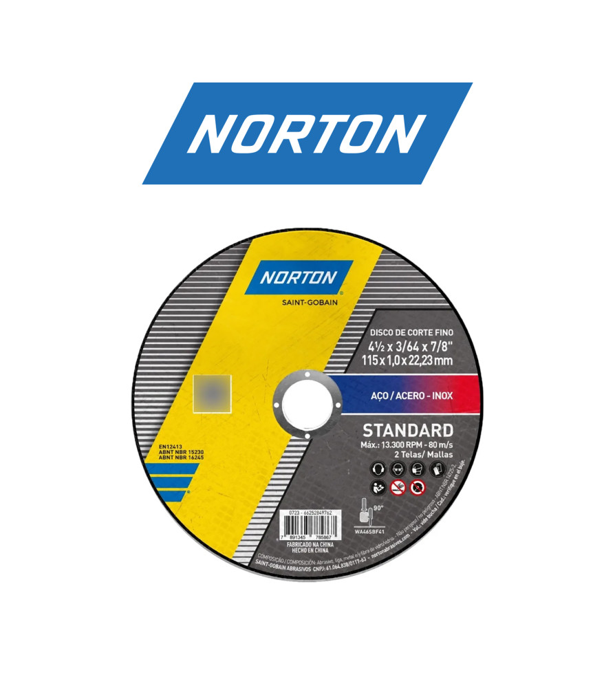 DISCO NORTON CORTE 4 1/2" STANDARD 115X1,0X22,23 4