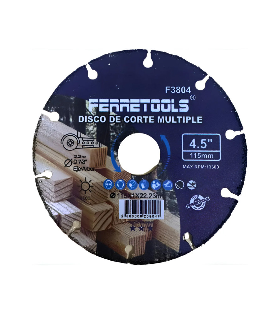DISCO FERRETOOLS CORTE MADERA 4,5" X 7/8"   F3804