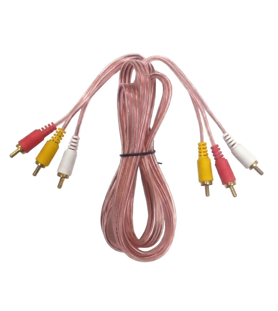 CABLE 3 PLUG RCA A 3 PLUG RCA TRANSPARENTE 1.80 MT