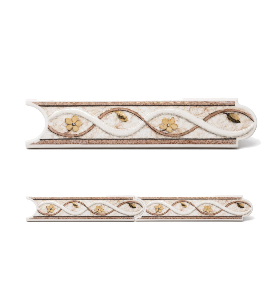 LISTEL 5 X 20 FLORES BEIGE LINEAL INTERIOR CAFE