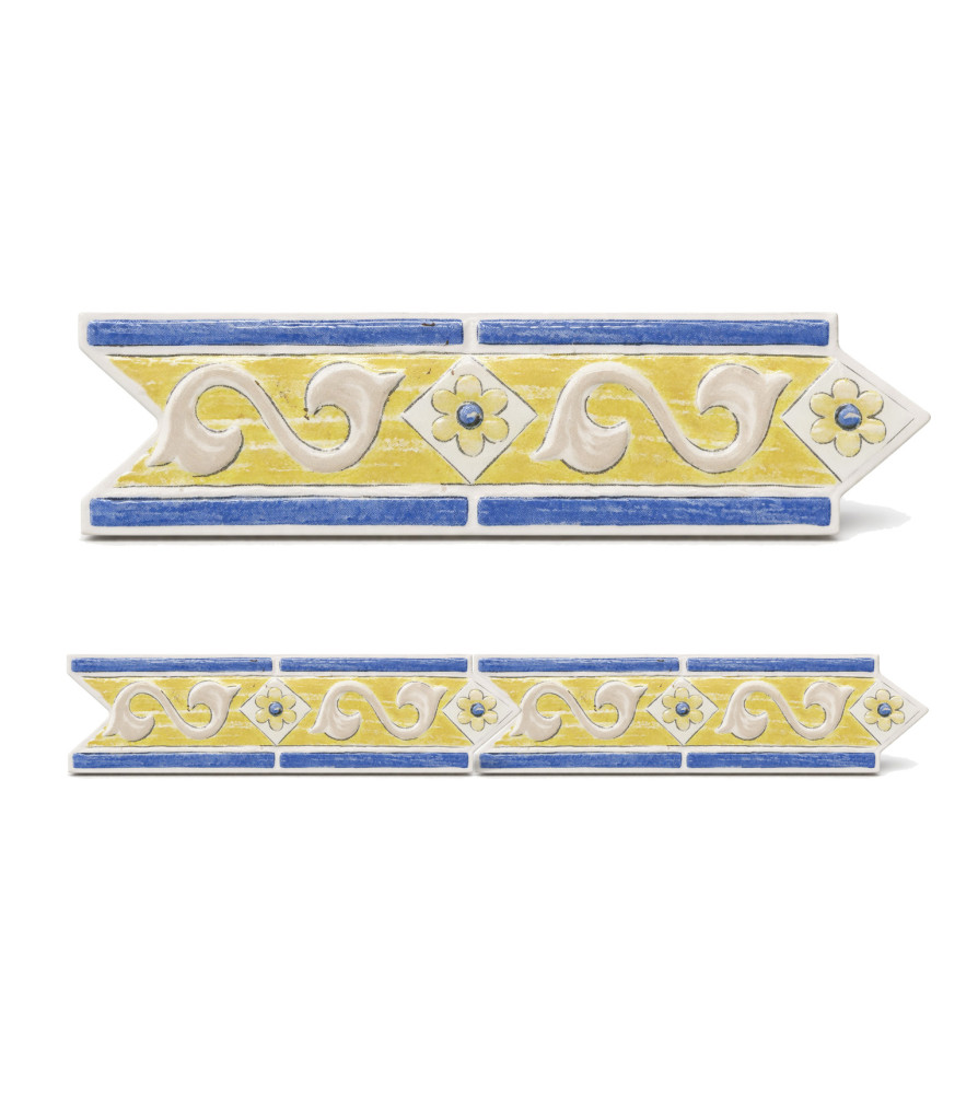 LISTEL 6 X 20 FLECHA FLOR AMARILLA LINEAL INT AZUL