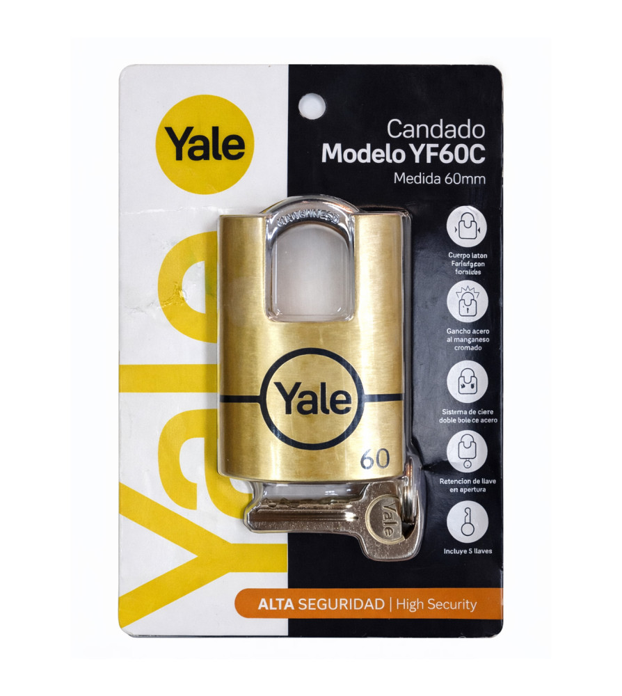 CANDADO YALE YF60C 60 mm ALTA SEGURIDAD