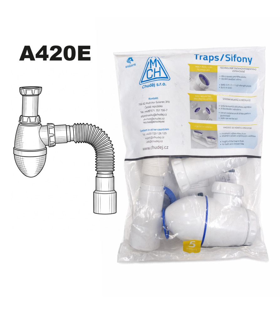 SIFON CHUDEJ LAVATORIO TUBO FLEXIBLE A420E