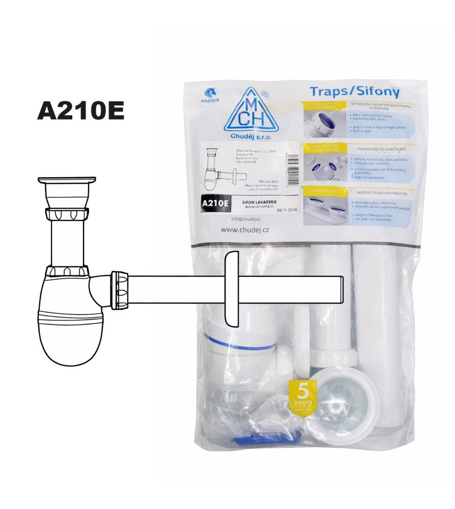 SIFON CHUDEJ LAVADERO DESAGUE SALIDA RECTA A210E