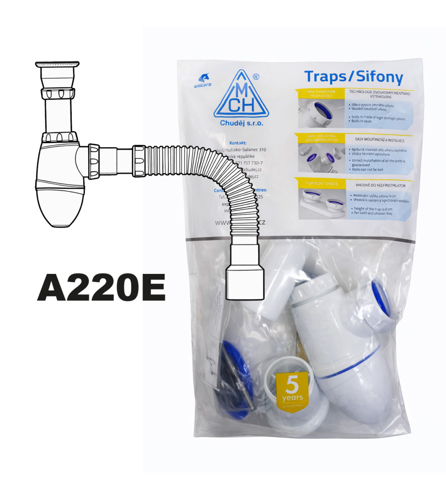 SIFON CHUDEJ LAVADERO DESAGUE TUBO FLEXIBLE A220E