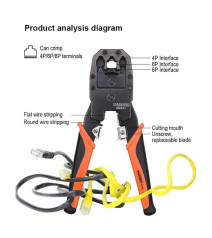 CRIMPEADORA HARDEN MULT RJ45 RJ11 RJ9 660631