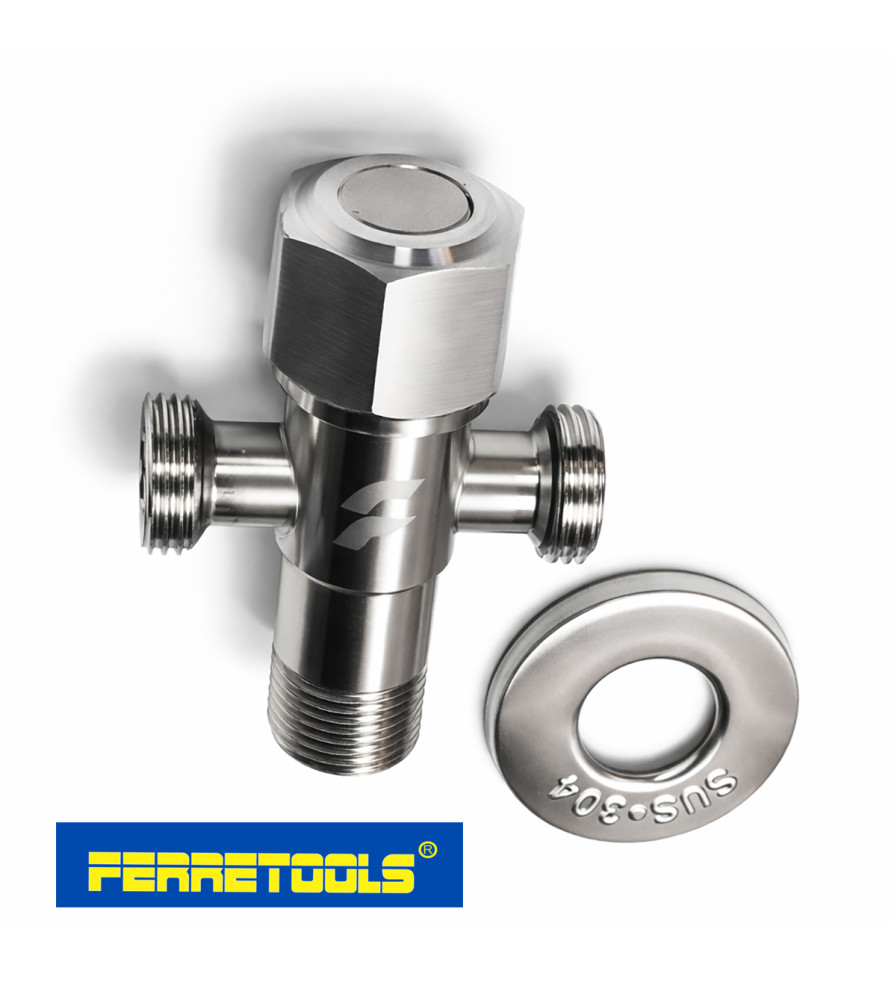 LLAVE ANGULAR FERRETOOLS 1/2" DOS SALIDAS 1/2" HE