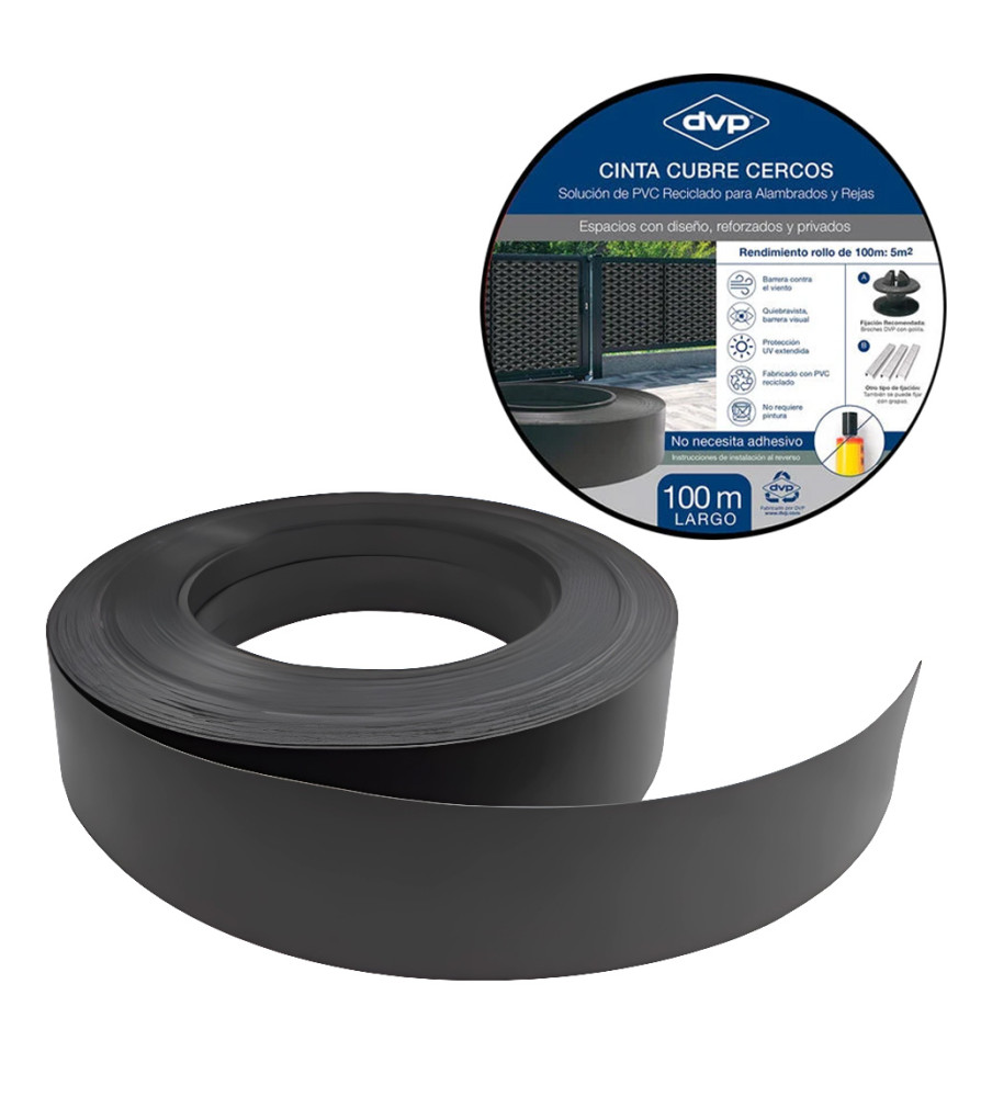 CINTA CUBRE CERCO NEGRA 50MMX100MT (RINDE 5M/2)