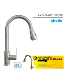 Monomando Stretto Veletri Lavaplato Extraible 20vl