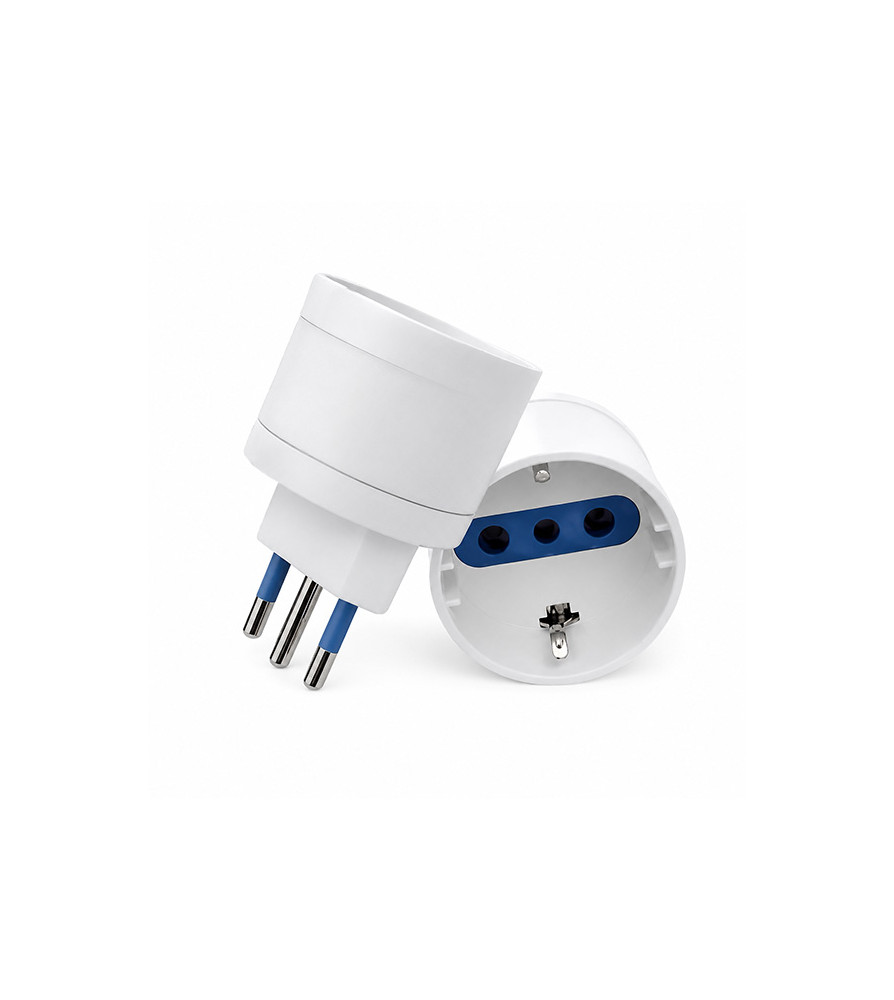 ENCHUFE MACHO ADAPTADOR SCHUKO 2P+T 10 AMP BLANCO