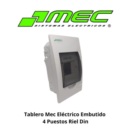 TABLERO ELECTRICO PVC EMBUTIDO 4 PUESTOS RIEL DI