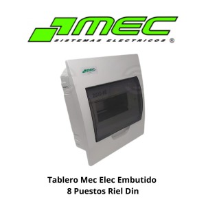 TABLERO ELECTRICO PVC EMBUTIDO 8 PUESTOS RIEL DI