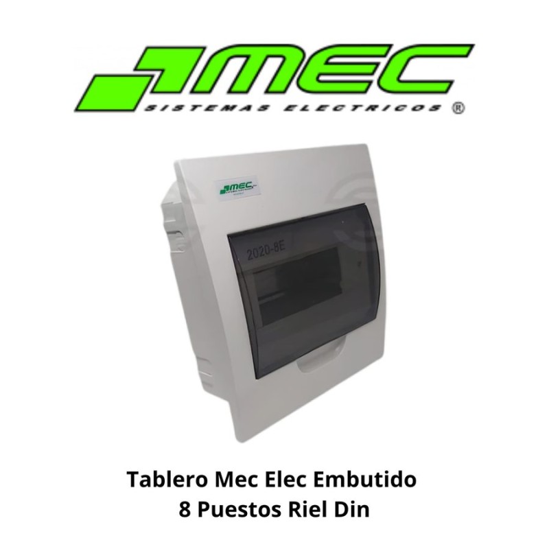 TABLERO ELECTRICO PVC EMBUTIDO 8 PUESTOS RIEL DI