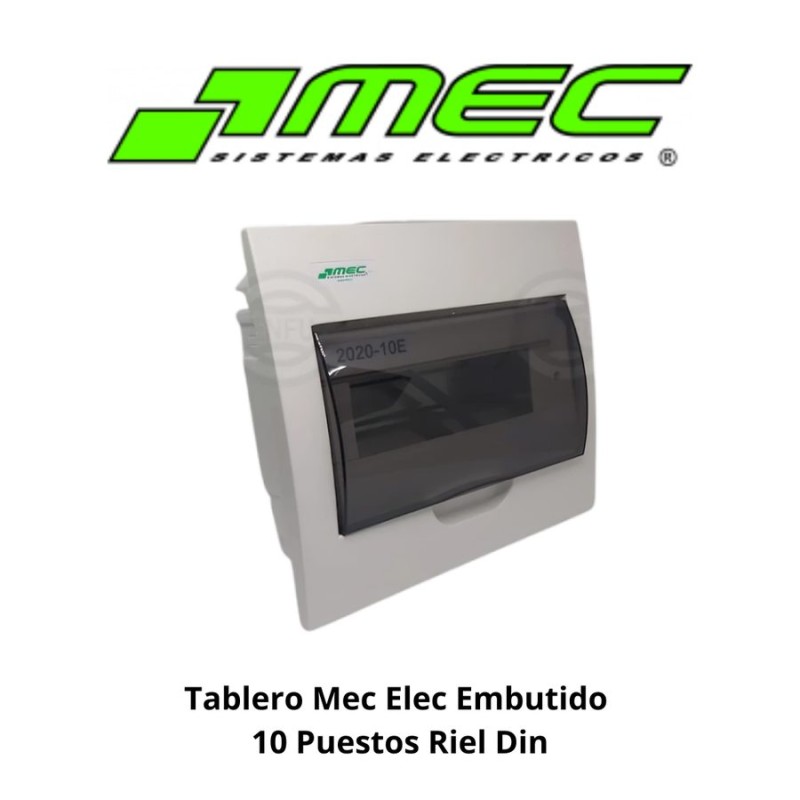 TABLERO ELECTRICO PVC EMBUTIDO 10 PUESTOS RIEL DI
