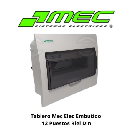 TABLERO ELECTRICO PVC EMBUTIDO 12 PUESTOS RIEL DIN