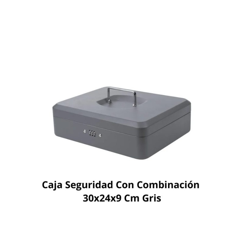 CAJA SEGURIDAD CON COMBINACION 30X24X9 CM GRIS