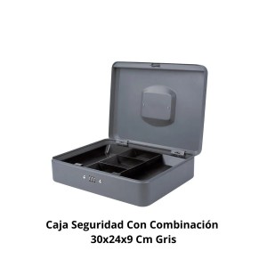 CAJA SEGURIDAD CON COMBINACION 30X24X9 CM GRIS