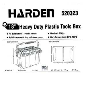 CAJA HERRAMIENTA HARDEN NEGRO/NARANJA 18" C 520323