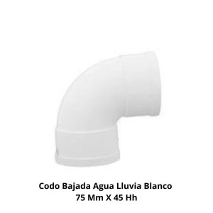 CODO BAJADA AGUA LLUVIA BLANCO 75 MM X 45 HH