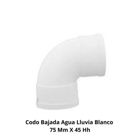 CODO BAJADA AGUA LLUVIA BLANCO 75 MM X 45 HH