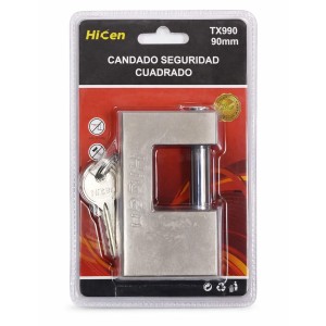 CANDADO HICEN DE SEGURIDAD CUADRADO TX990 90 mm