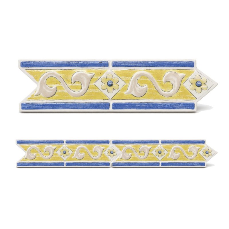 LISTEL 6 X 20 FLECHA FLOR AMARILLA LINEAL INT AZUL