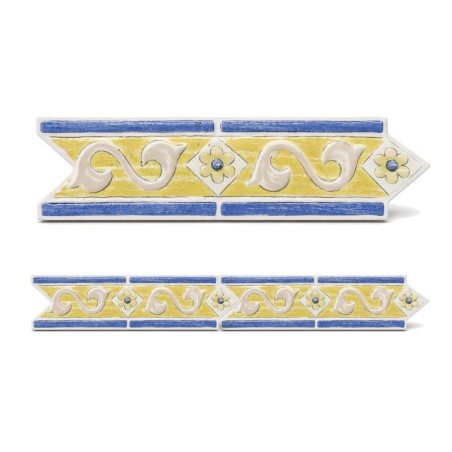 LISTEL 6 X 20 FLECHA FLOR AMARILLA LINEAL INT AZUL